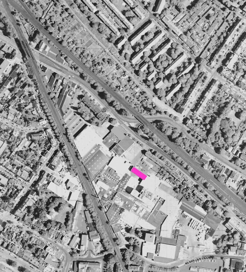 Luftbild des Areals der ehemaligen Könecke-Wurstfabrik